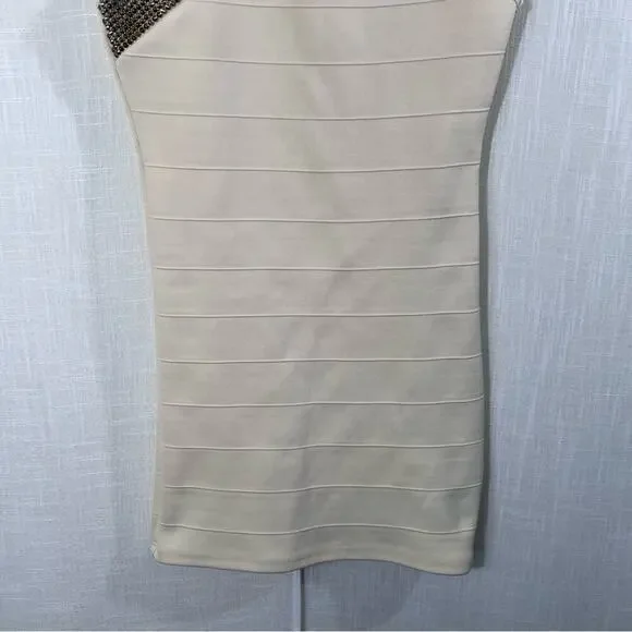 Forever 21 Cream Studded Bodycon Dress Size M - Picture 3 of 12